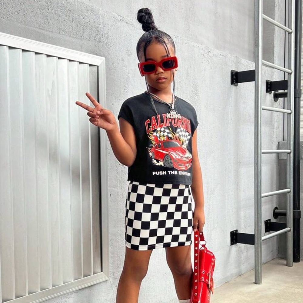 Black and white checkered mini skirt like new
